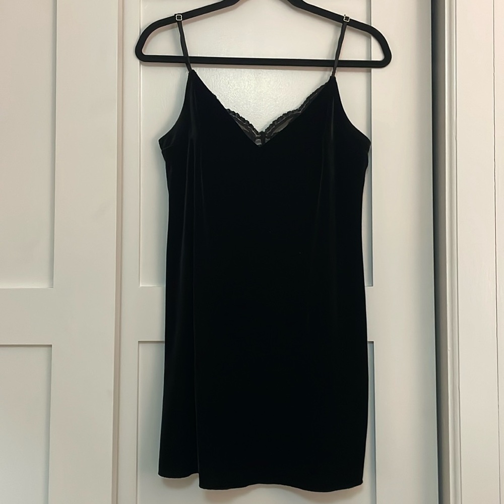 Mini black velvet mini dress